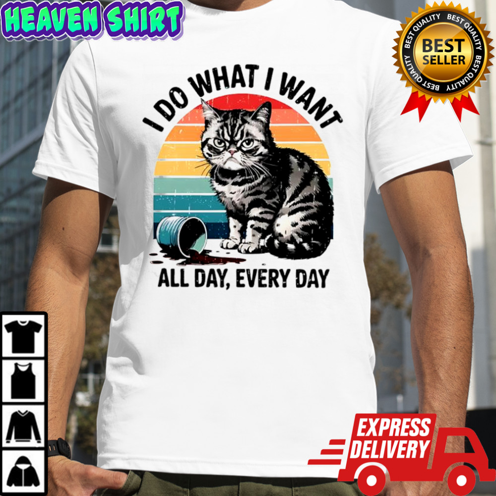 Cat Vintage i do what i want all day every day shirt