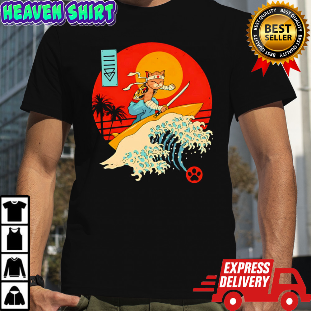 Catana Cat Surf Sunset Wave Japan shirt