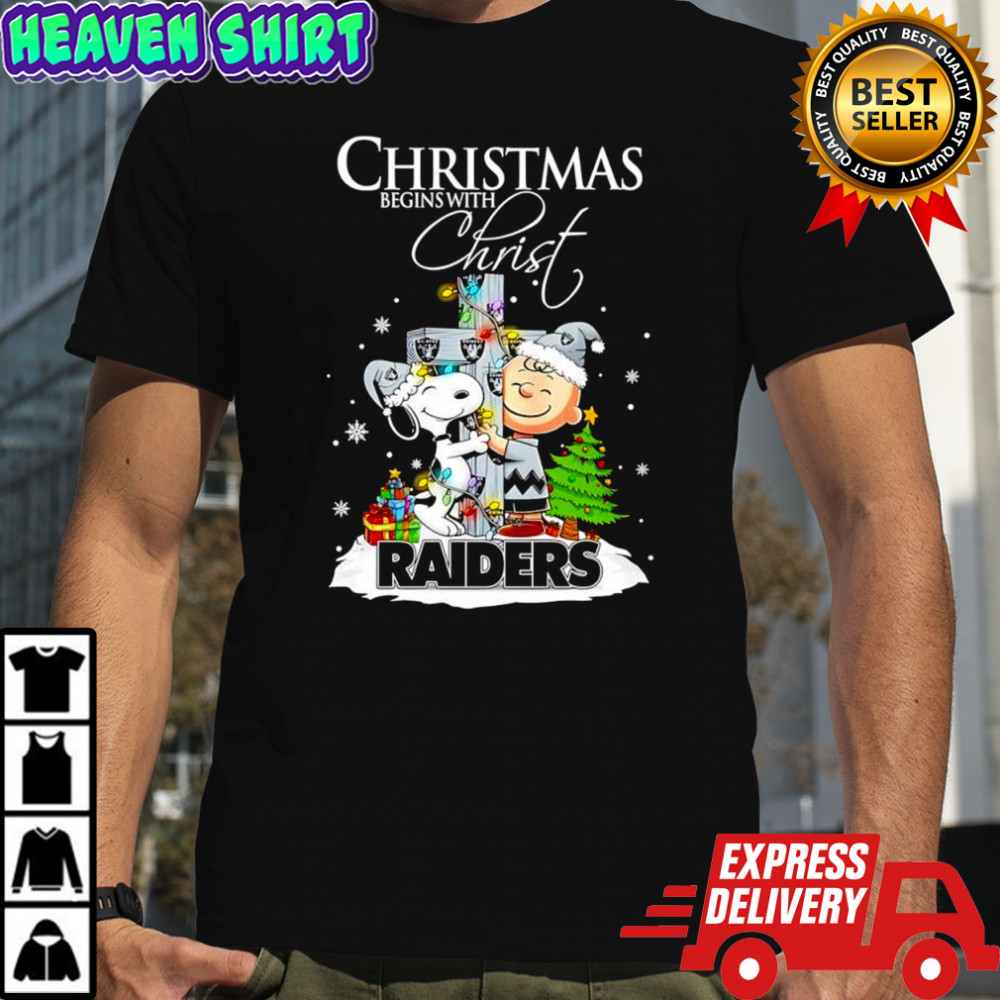 Christmas begins with Christ Las Vegas Raiders x Snoopy and Charlie Brown shirt