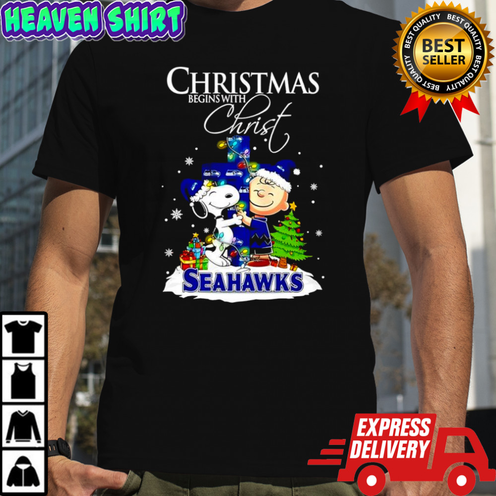 Christmas begins with Christ Seattle Seahawks x Snoopy and Charlie Brown shirt