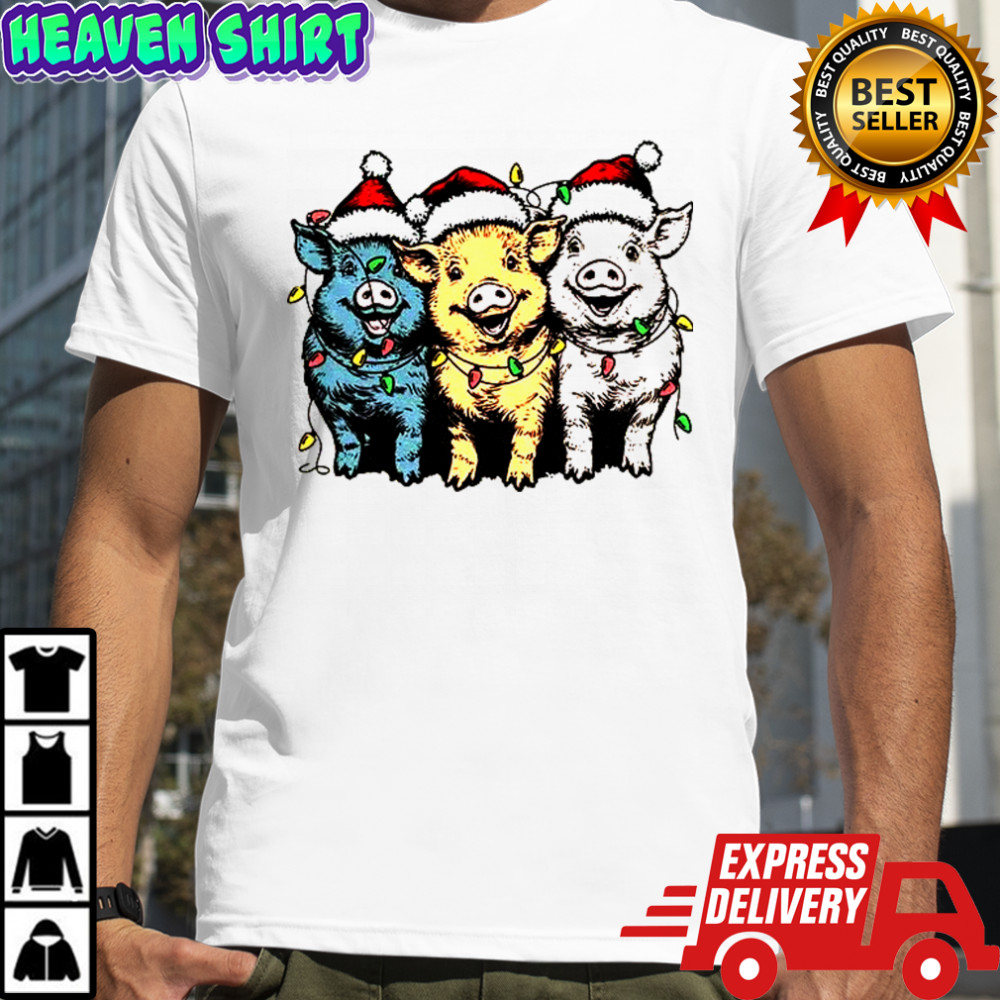 Cute pigs Santa hat Merry Christmas 2025 shirt