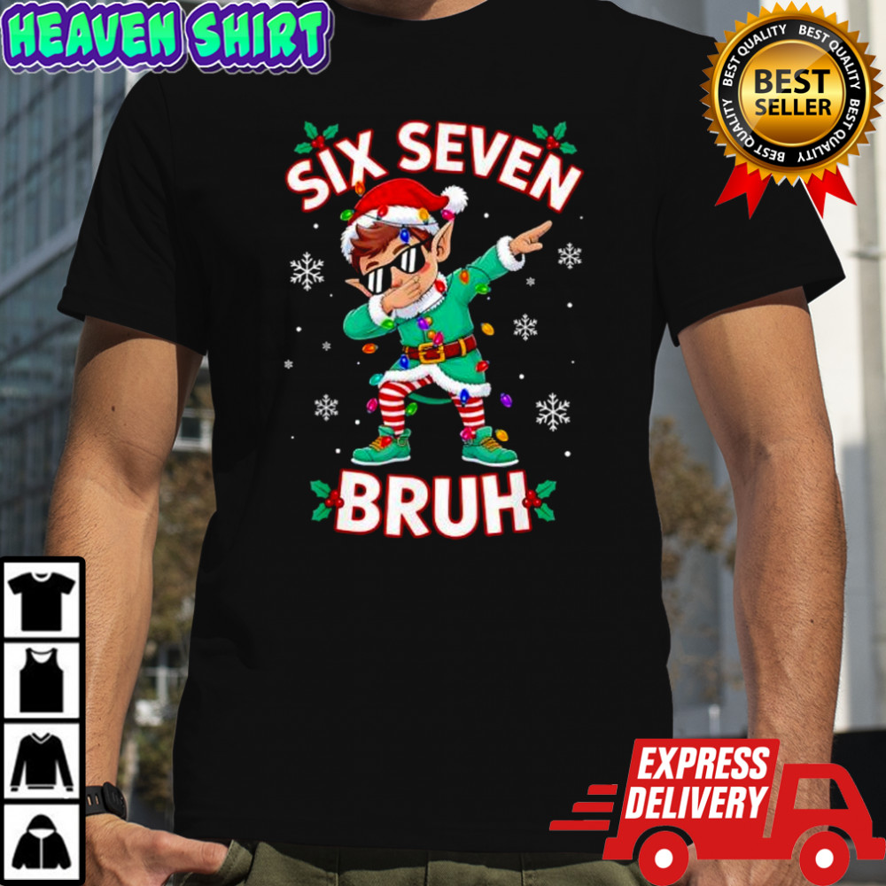 Dabbing Elf Six Seven Bruh Christmas Shirt