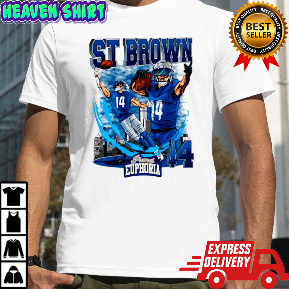 Detroit Lions Amon-Ra St. Brown 14 skyline graphic shirt