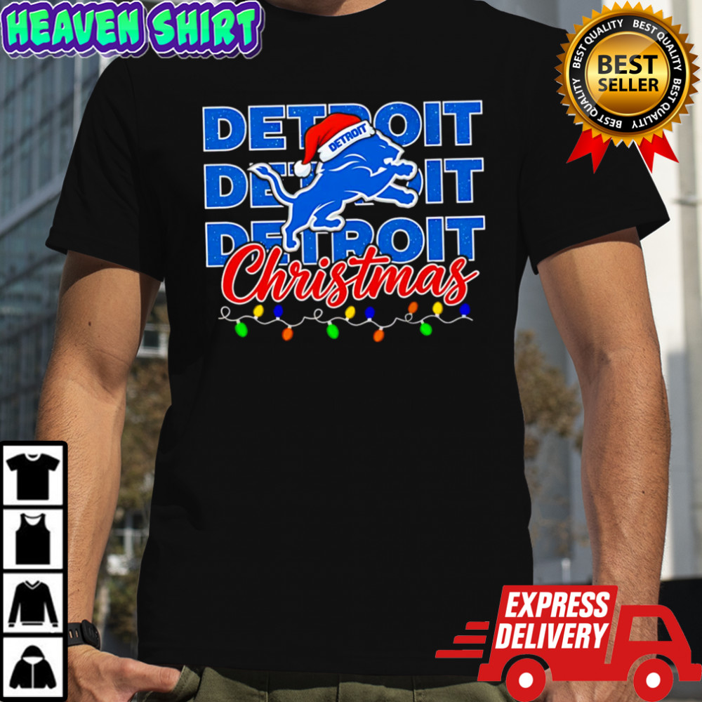 Detroit Lions Christmas lights repeat shirt
