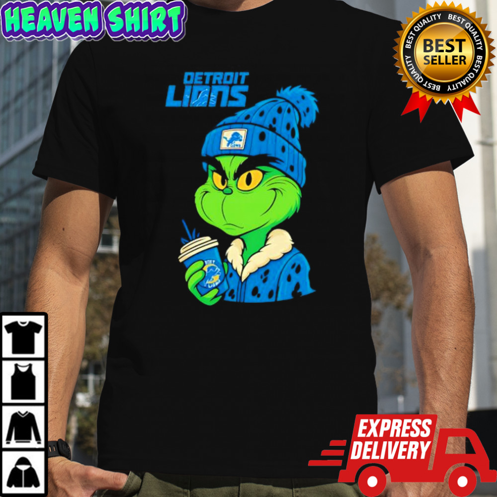 Detroit Lions Grinch with Christmas hat logo shirt