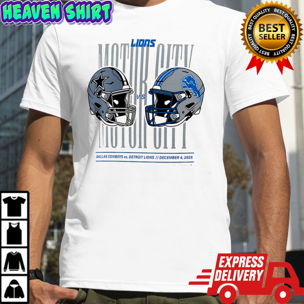 Detroit Lions vs Dallas Cowboys NFL 2025 Motor city helmet shirt
