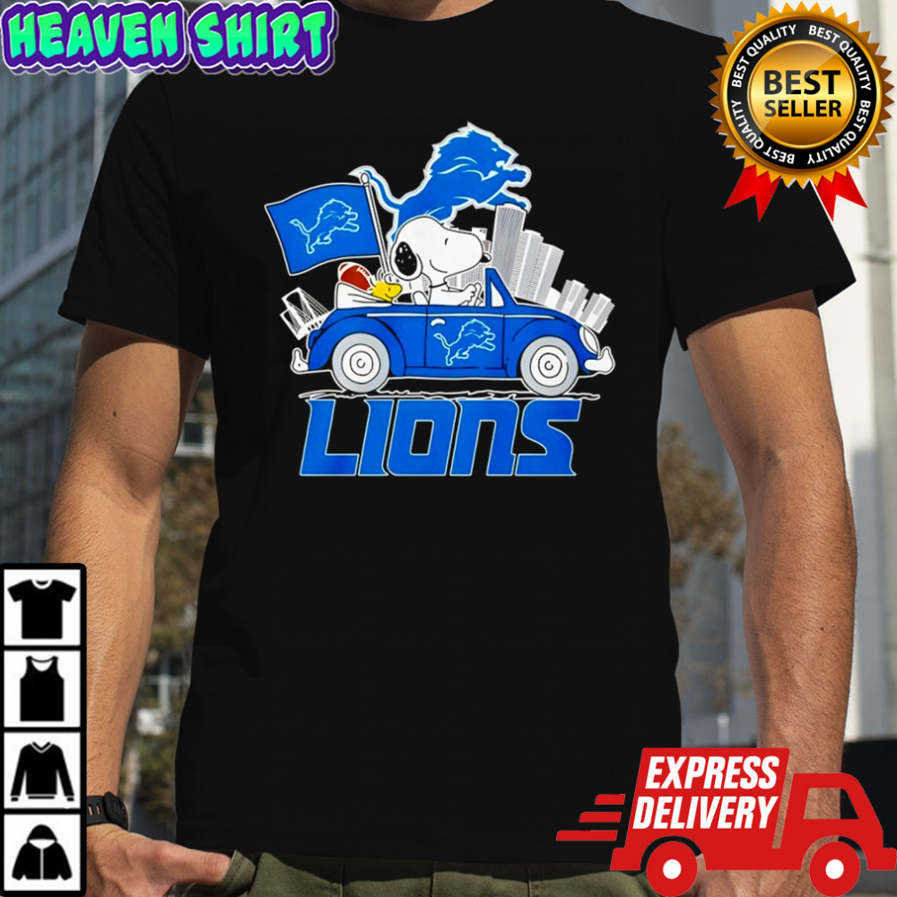 Detroit Lions x Snoopy and Woodstock drive car shirt