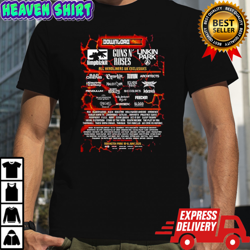 Download Festival Limp Bizkit Guns N Roses Linkin Park Xxiii 2026 Donington Park Uk Lineup From 10-14 June 2026 T-shirt