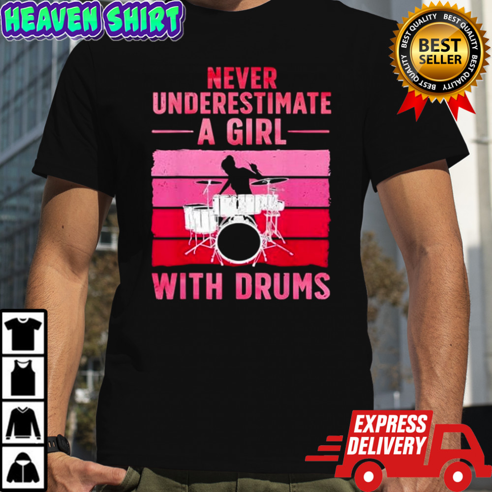 Drummer Art for Girls Women Drumming Drum Set Drummer Shirt