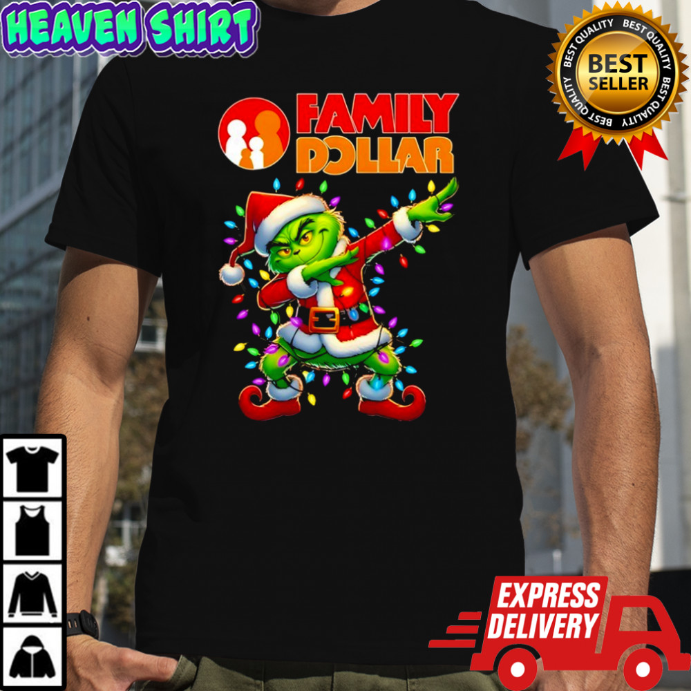 Family Dollar x Grinch Lights Dabbing Christmas shirt