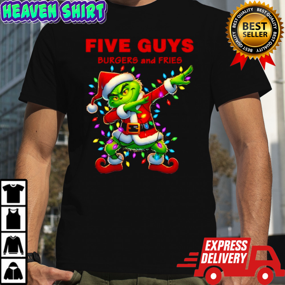 Five Guys x Grinch Lights Dabbing Christmas shirt