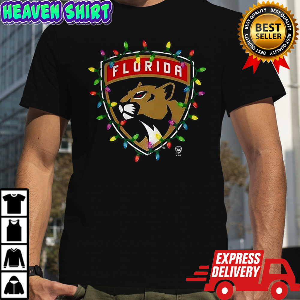 Florida Panthers logo Holiday Merry Christmas lights shirt