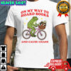 Frog riding bicycle on way to hoard books and cause chaos shirt