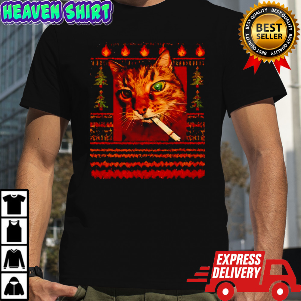 Funny Smoking Cat Meme Christmas Shirt