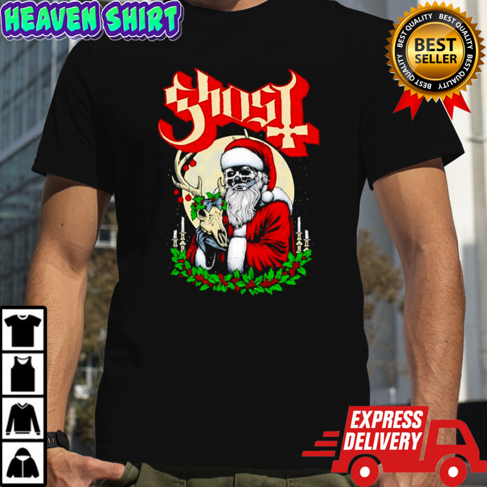 Ghost Father Christmas Santa Skeleton graphic shirt