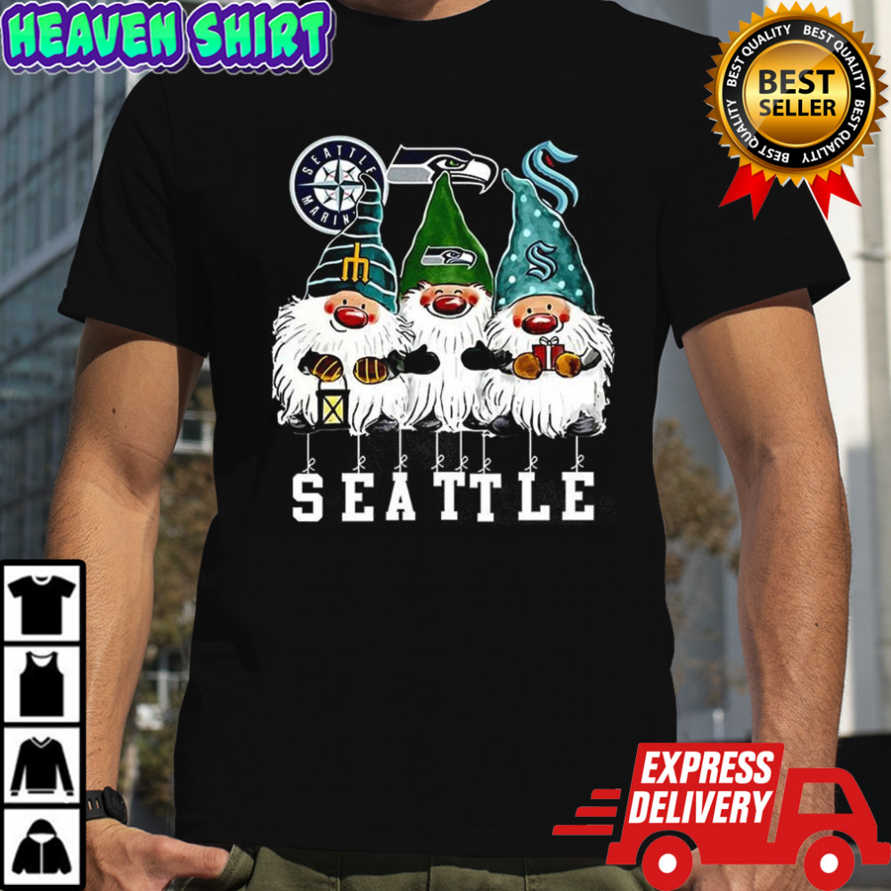 Gnome Seattle Seahawks Mariners Kraken Christmas shirt