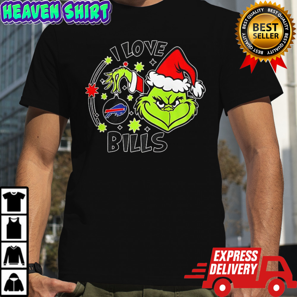 Grinch in Santa hat I love Buffalo Bills Christmas shirt