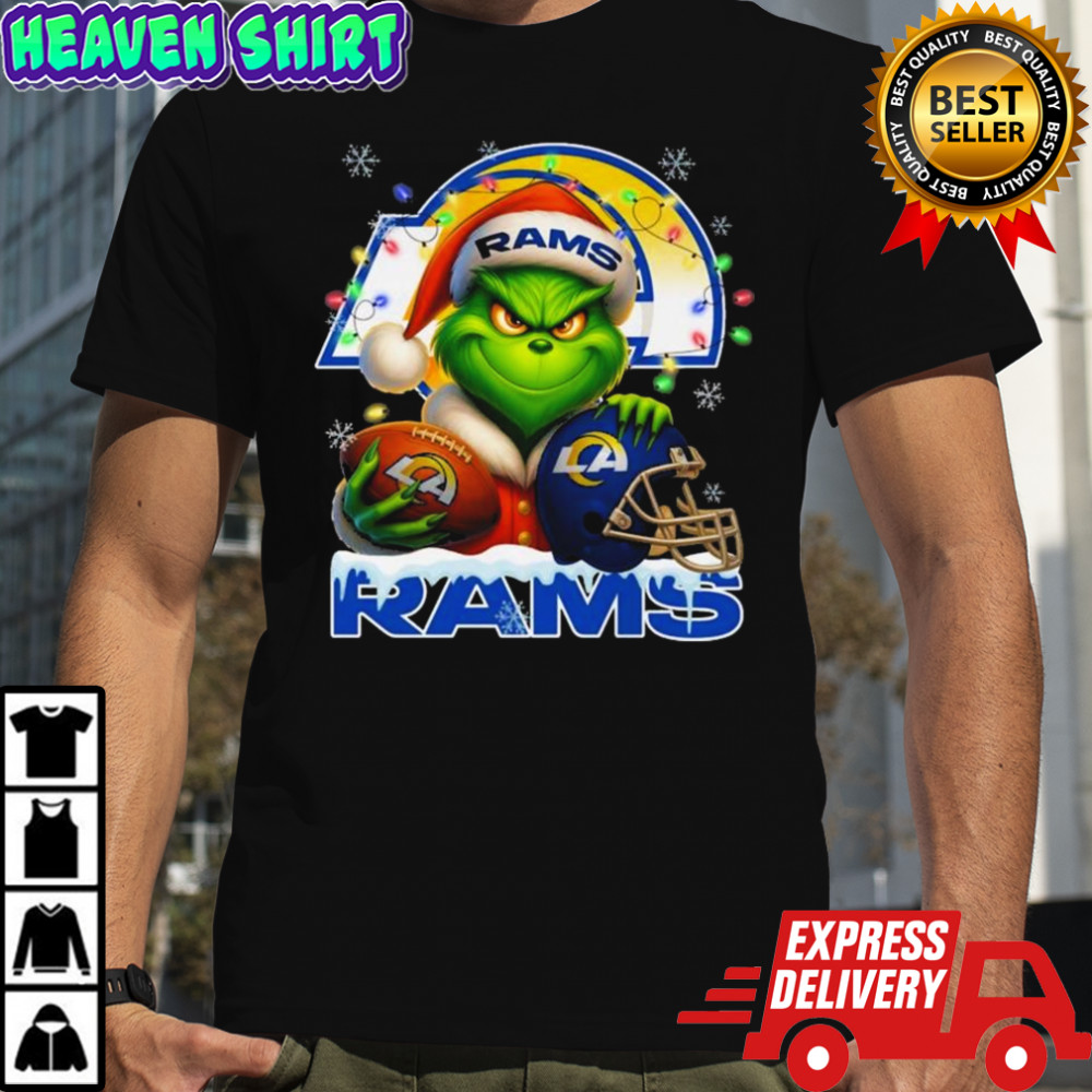 Grinch X Los Angeles Rams Ball And Helmet Merry Christmas Shirt