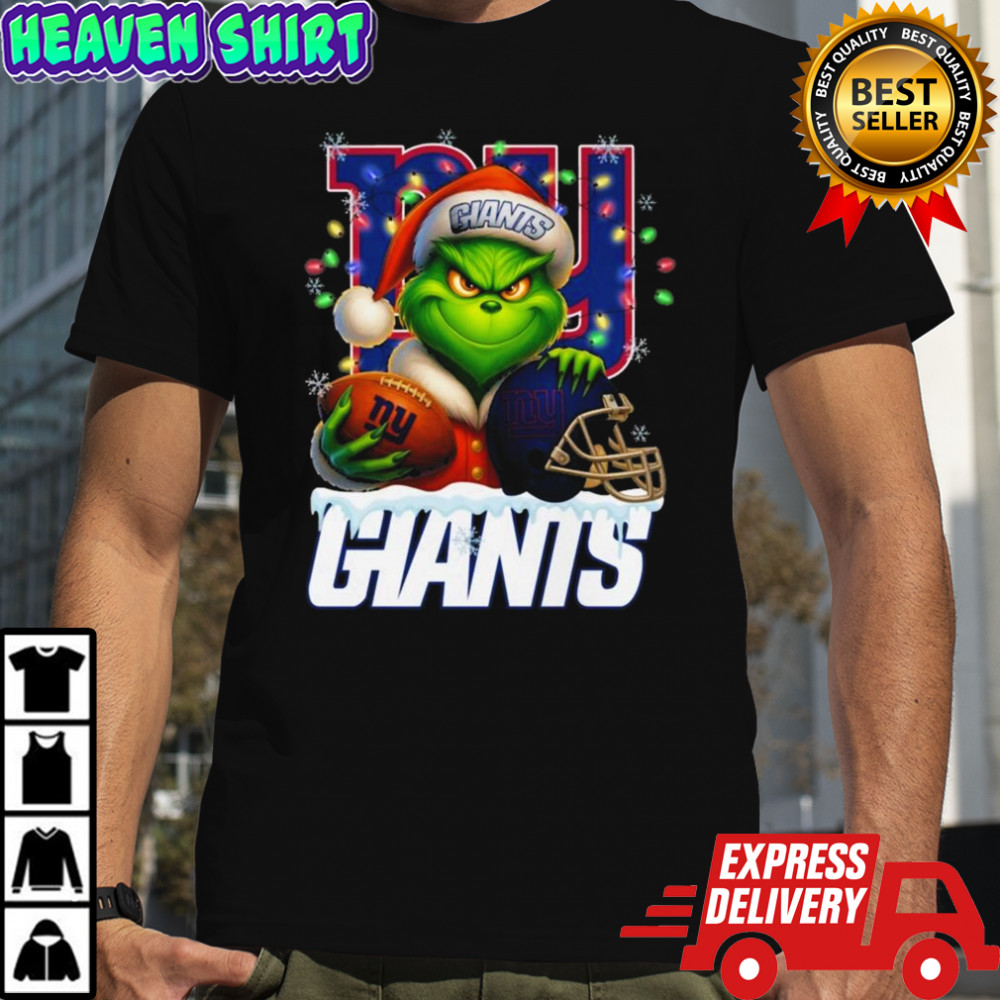 Grinch X New York Giants Ball And Helmet Christmas Shirt