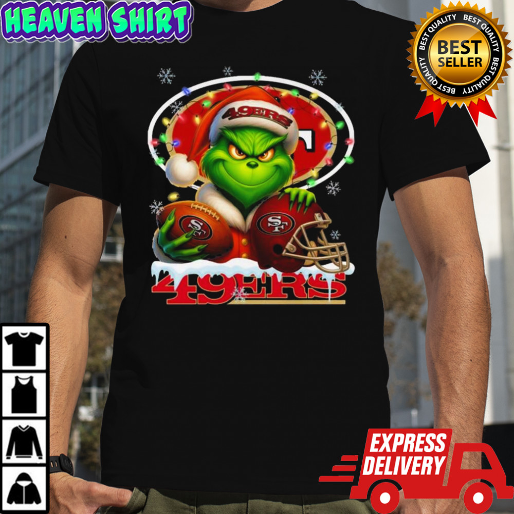 Grinch X San Francisco 49ers Ball And Helmet Merry Christmas Shirt