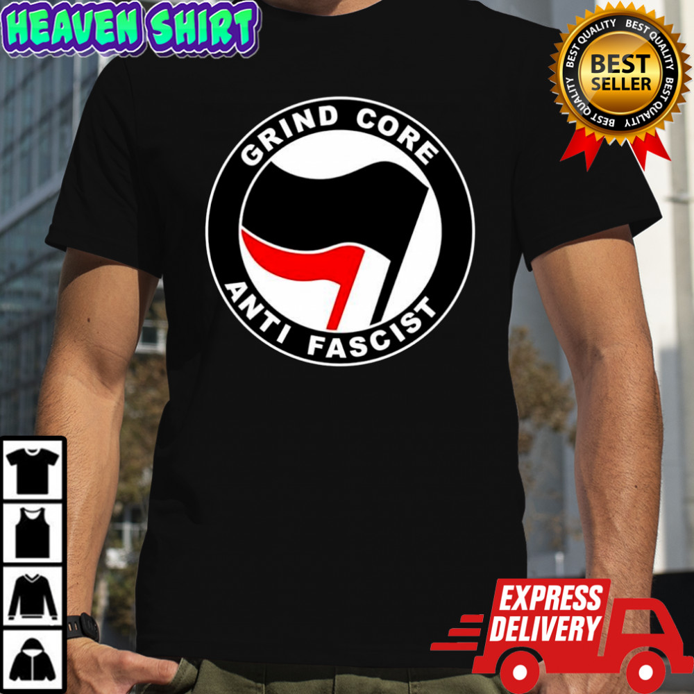 Grind Core Anti Fascist Antifa logo shirt