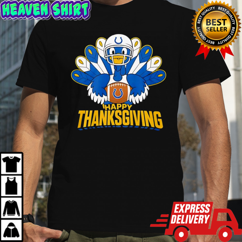 Happy Thanksgiving turkey wearing Indianapolis Colts’ horseshoe logo shirt