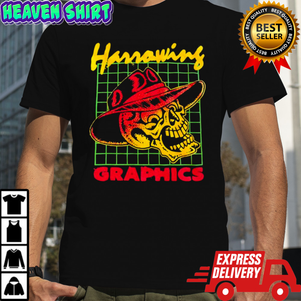 Harrowing skull cowboy hat graphics shirt