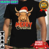 Highland Cow Santa hat Merry Christmas shirt
