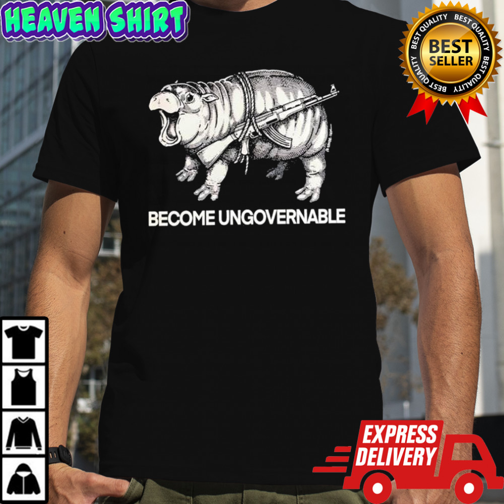 Hippopotamus assault rifle strapped become ungovernable shirt