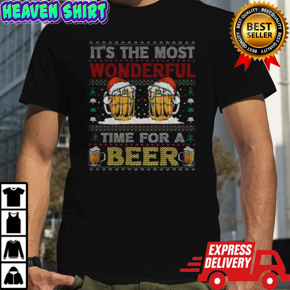 It’s the most wonderful time for a beer Santa Merry Christmas shirt