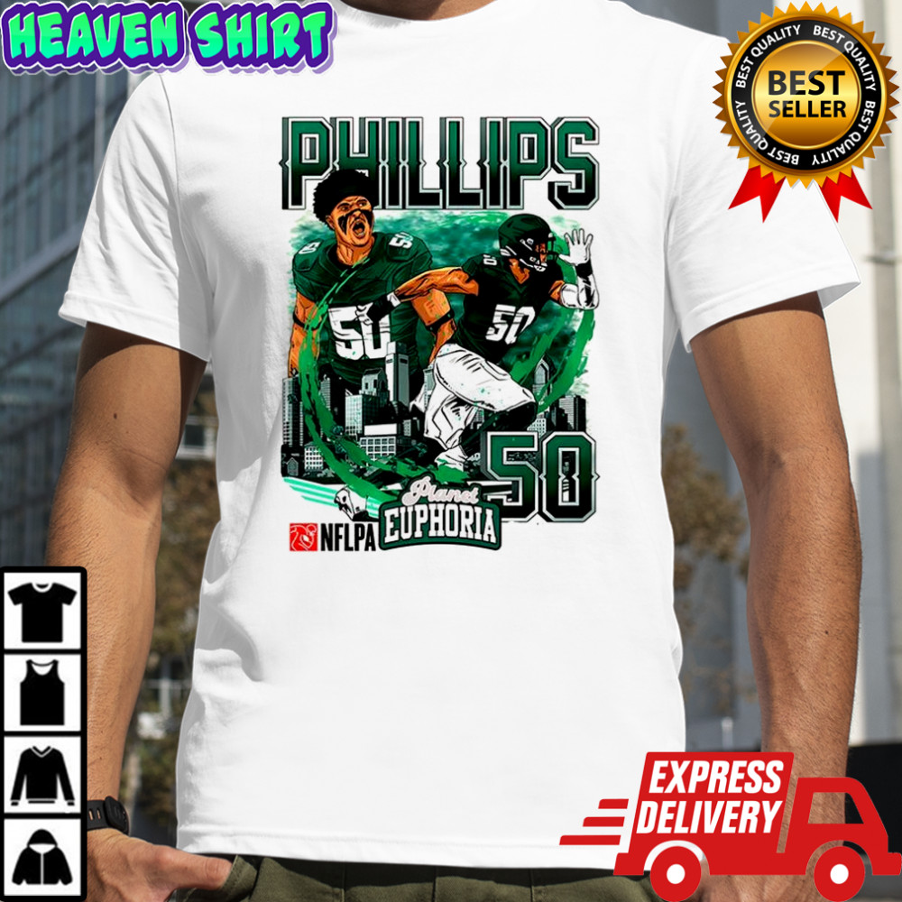 Jaelan Phillips Philadelphia Eagles football number 50 skyline cartoon shirt