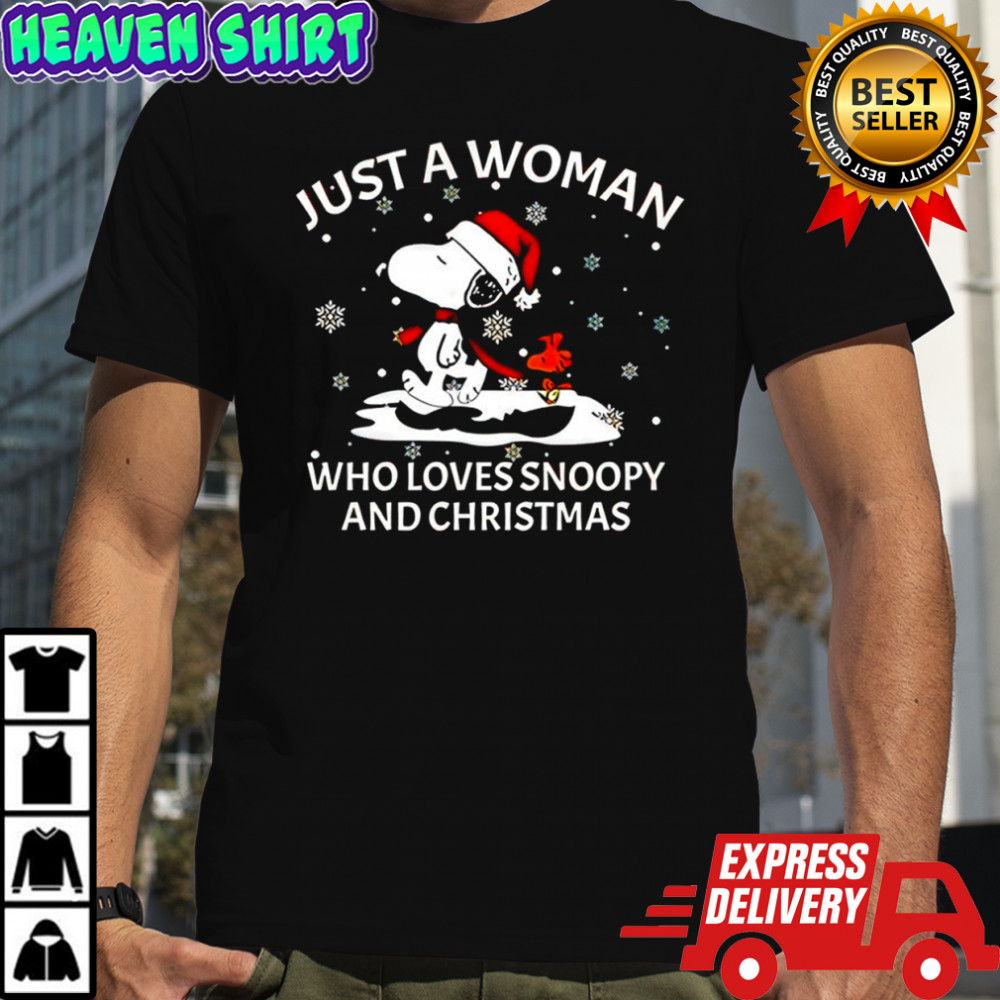 Just a woman who loves Snoopy and Christmas shirt