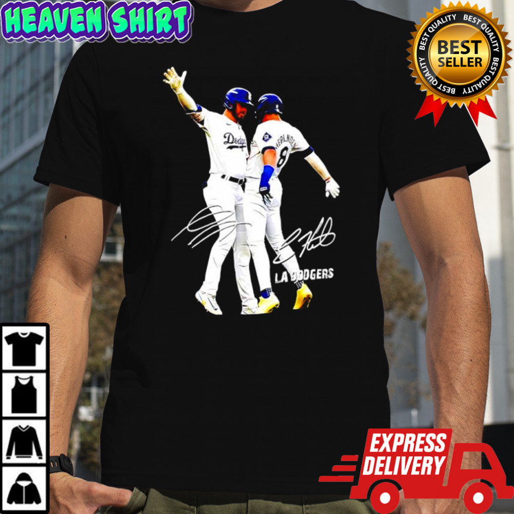 Kiké Hernandez And Gavin Lux Funny Celebartion Los Angeles Baseball signatures shirt