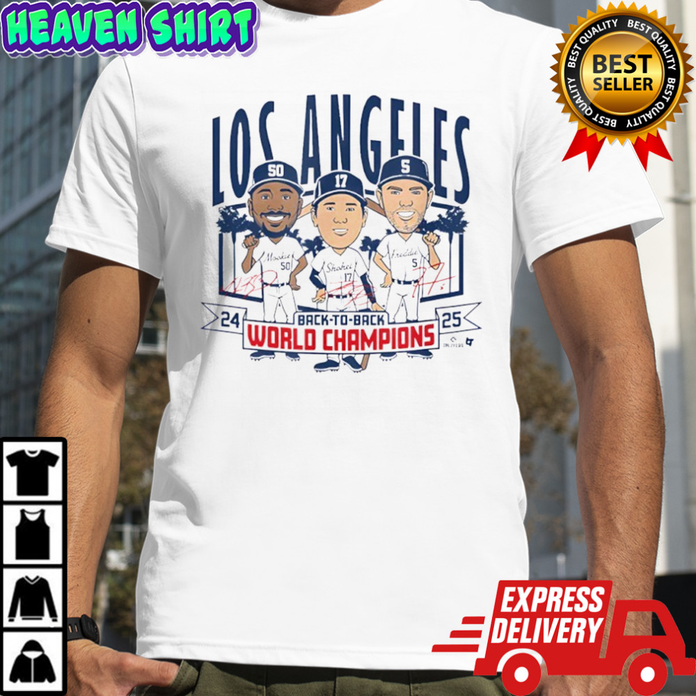 LA Baseball Back to Back World Champs Caricatures shirt