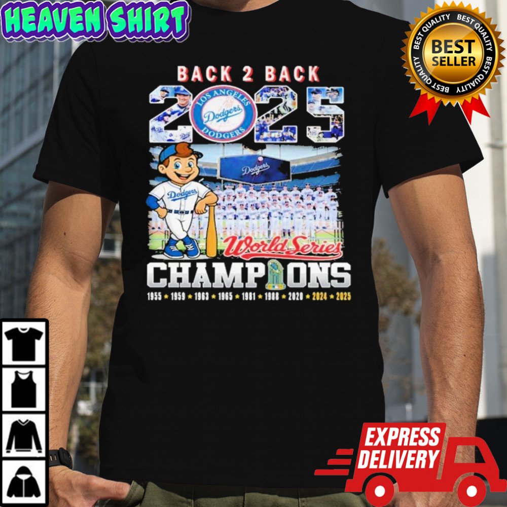 Los Angeles Dodgers 2025 World Series Back 2 Back Champions Mascot T-Shirt