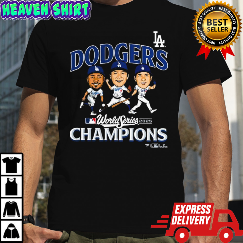 Los Angeles Dodgers 2025 World Series Champions Appeal Play Caricature T-Shirt