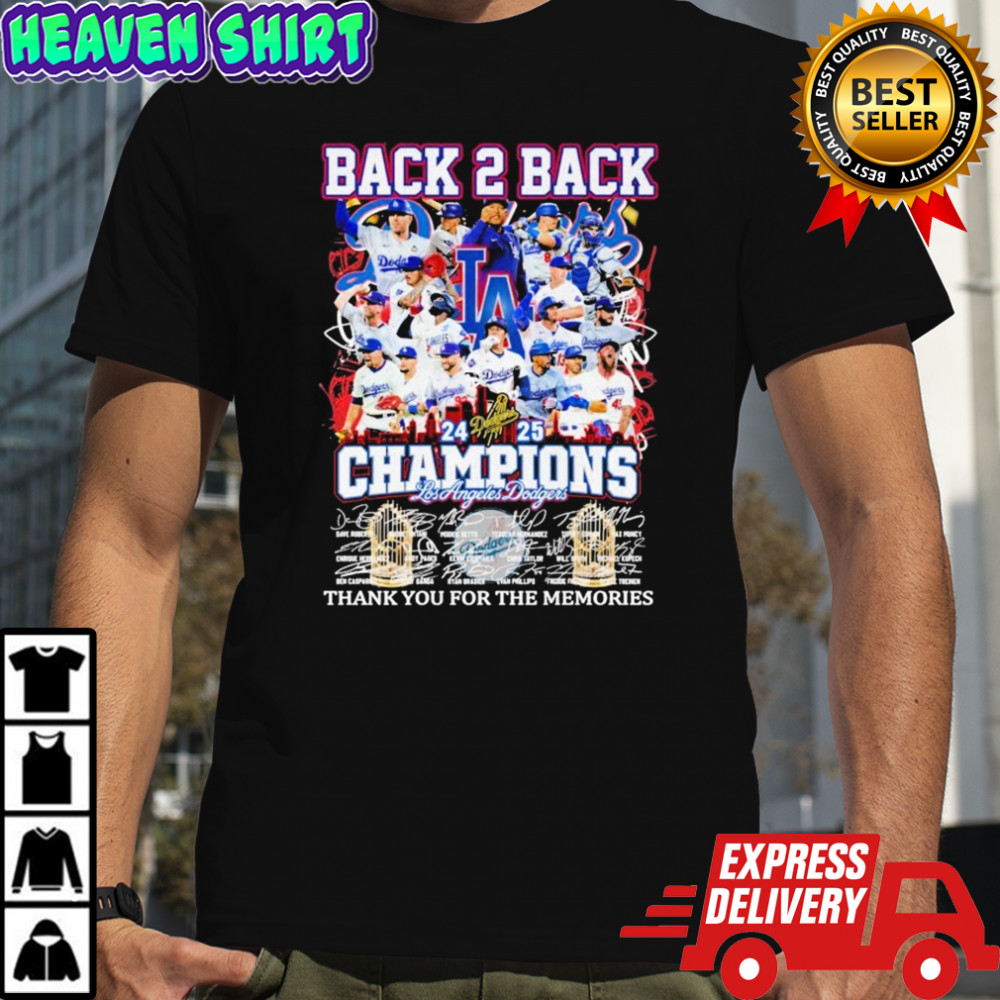 Los Angeles Dodgers Series World Champions 2025 Back 2 Back Thank You For The Memories Signatures T-shirt