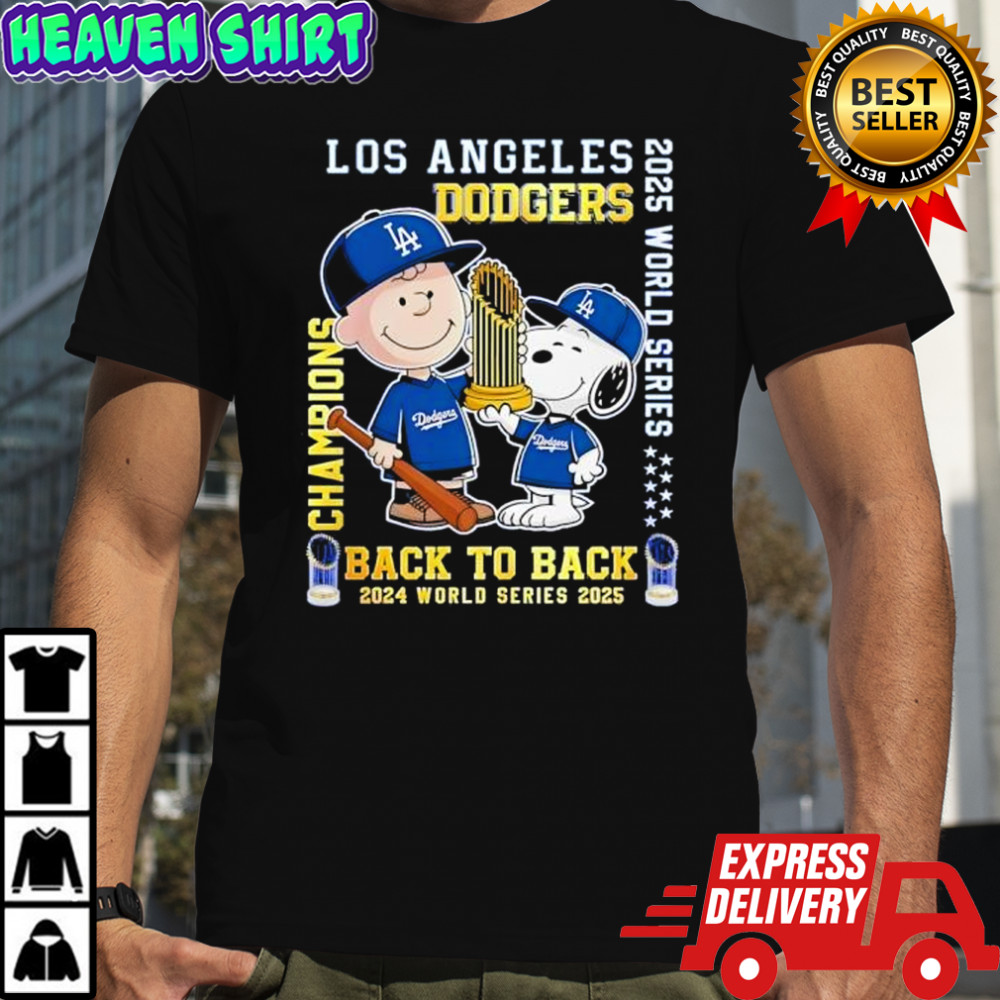 Los Angeles Dodgers Snoopy and Charlie Brown 2025 World Series Back2back shirt
