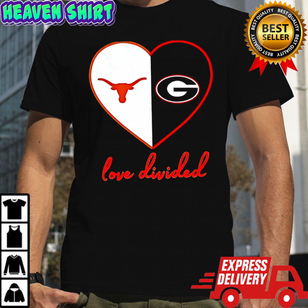 Love Divided Texas Longhorns vs Georgia Bulldogs football NFL mashup Logo shrt