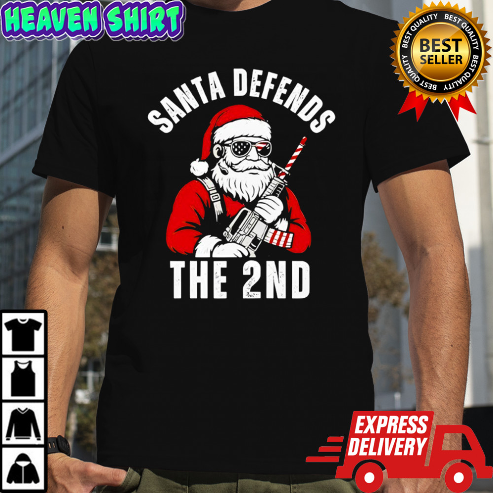 Merry Christmas Santa Defends The 2nd Amendment Shirt USA Patriotic shirt