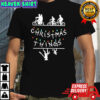 Merry Christmas string lights upside down silhouette retro shirt