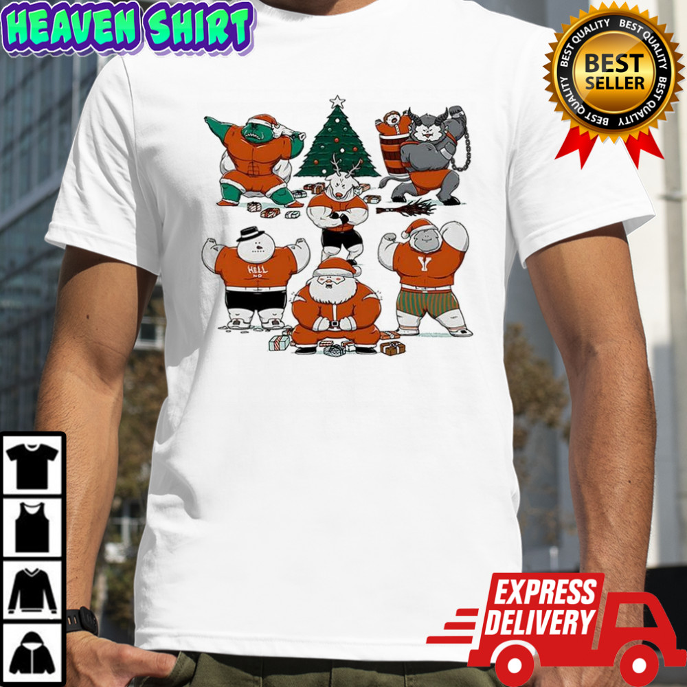 Merry Muscular Christmas characters shirt