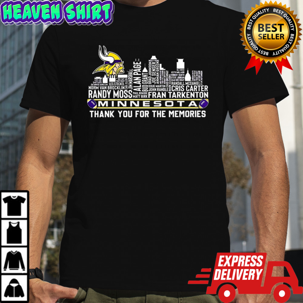 Minnesota Vikings football thank you for the memories name player skyline shirt