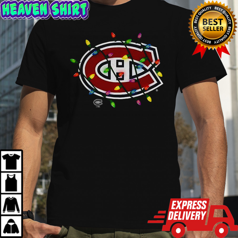 Montreal Canadiens logo Holiday Merry Christmas lights shirt