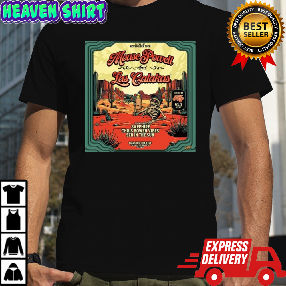 Mouse Powell And Las Calakas At Marquee Theatre On Nov 29 2025 Los Angeles Skeleton T-shirt