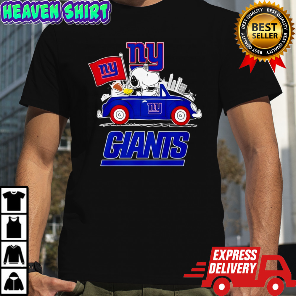 New York Giants x Snoopy and Woodstock drive car shirt