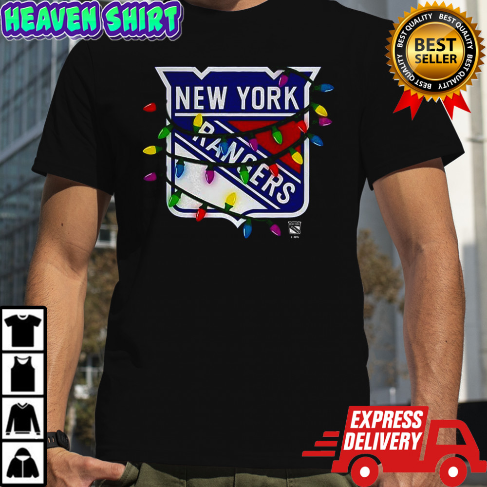 New York Rangers logo Holiday Merry Christmas lights shirt