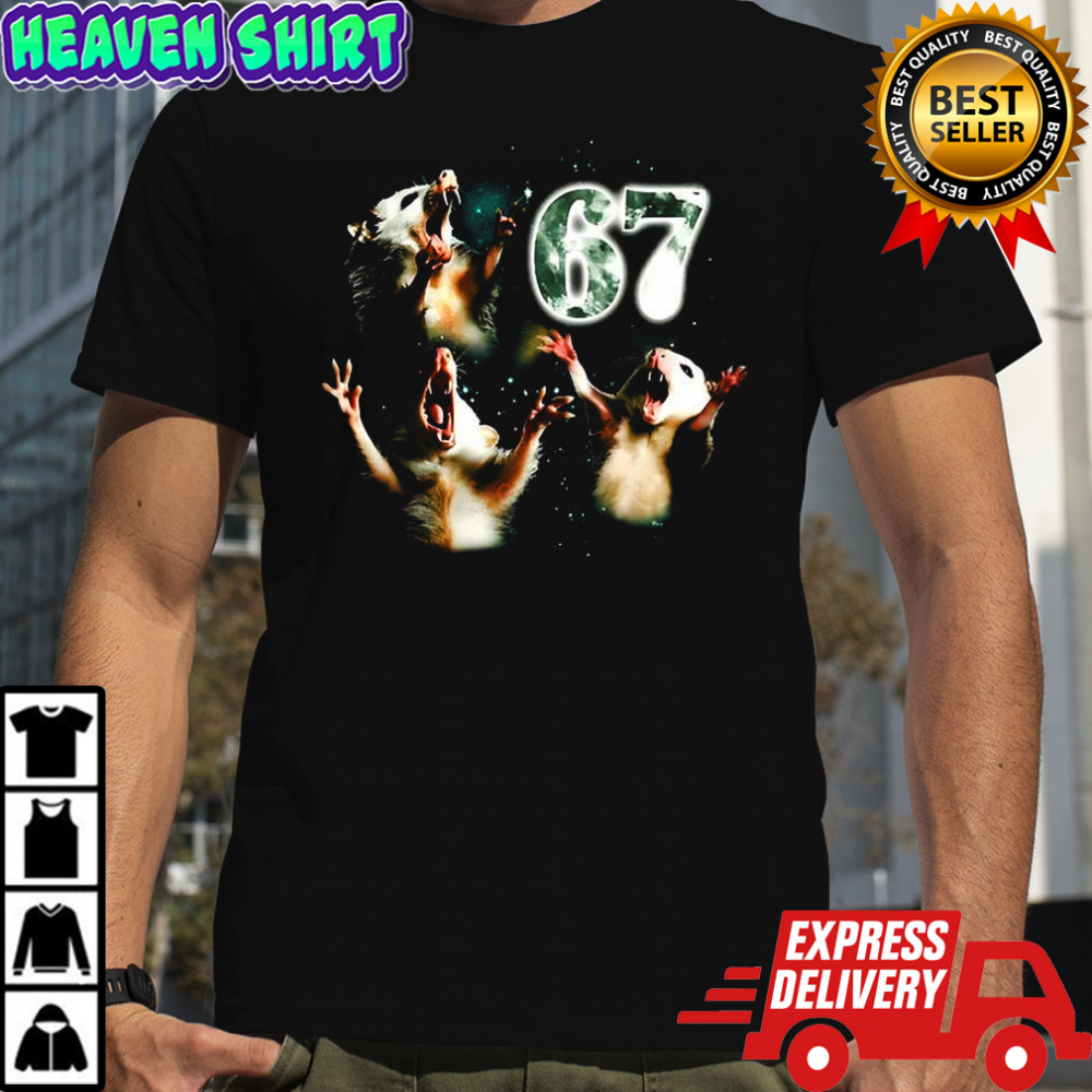 Opossum 67 howling at the moon meme shirt