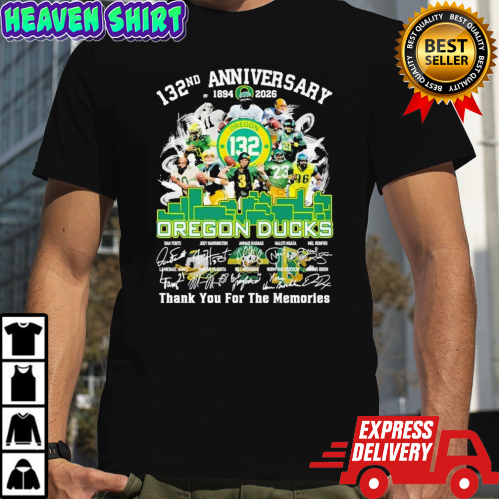 Oregon Ducks 132th Anniversary 1894-2026 Thank You For The Memories Signatures T-shirt