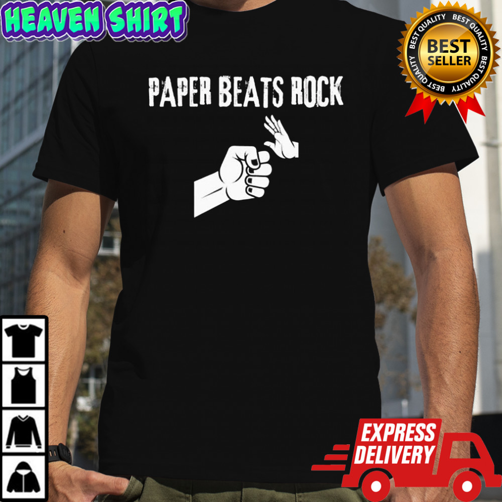 Paper Beats Rock Funny Gamer Geek shirt